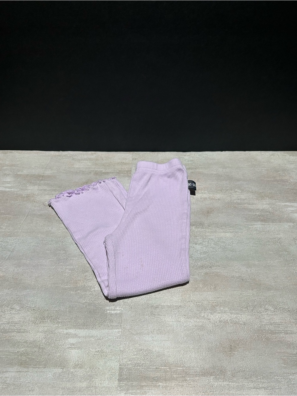 AC/DC Kids Lavender Ribbed Leggings with Frill Hem